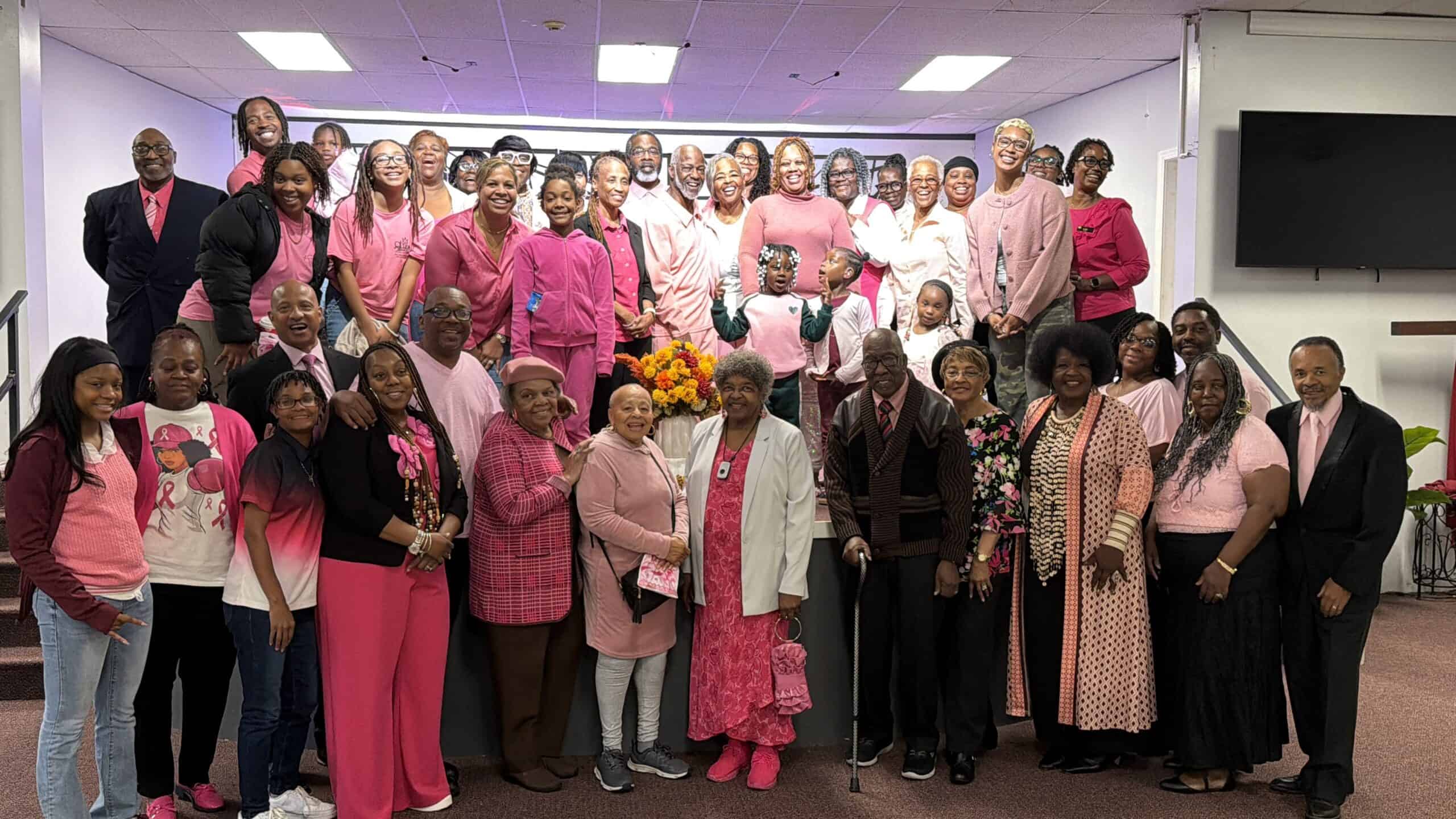 Life in Christ Ministries church family wearing pink for Pink Sunday 2026